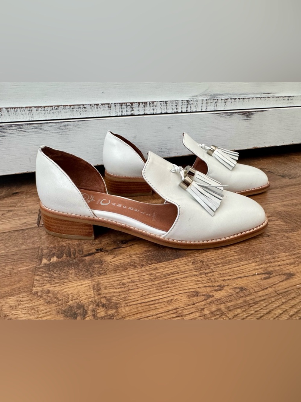 Jeffrey‎ Campbell Open Case Tassel Loafers White Leather Ibiza Size 7.5